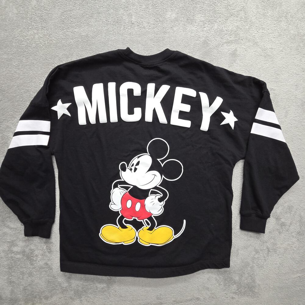 Disney Sweatshirt Womens Size S Black Pullover Mickey Graphic Back Print